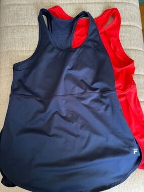 Lot of 2 Fila Women's Racerback Tank Tops in Navy and Red